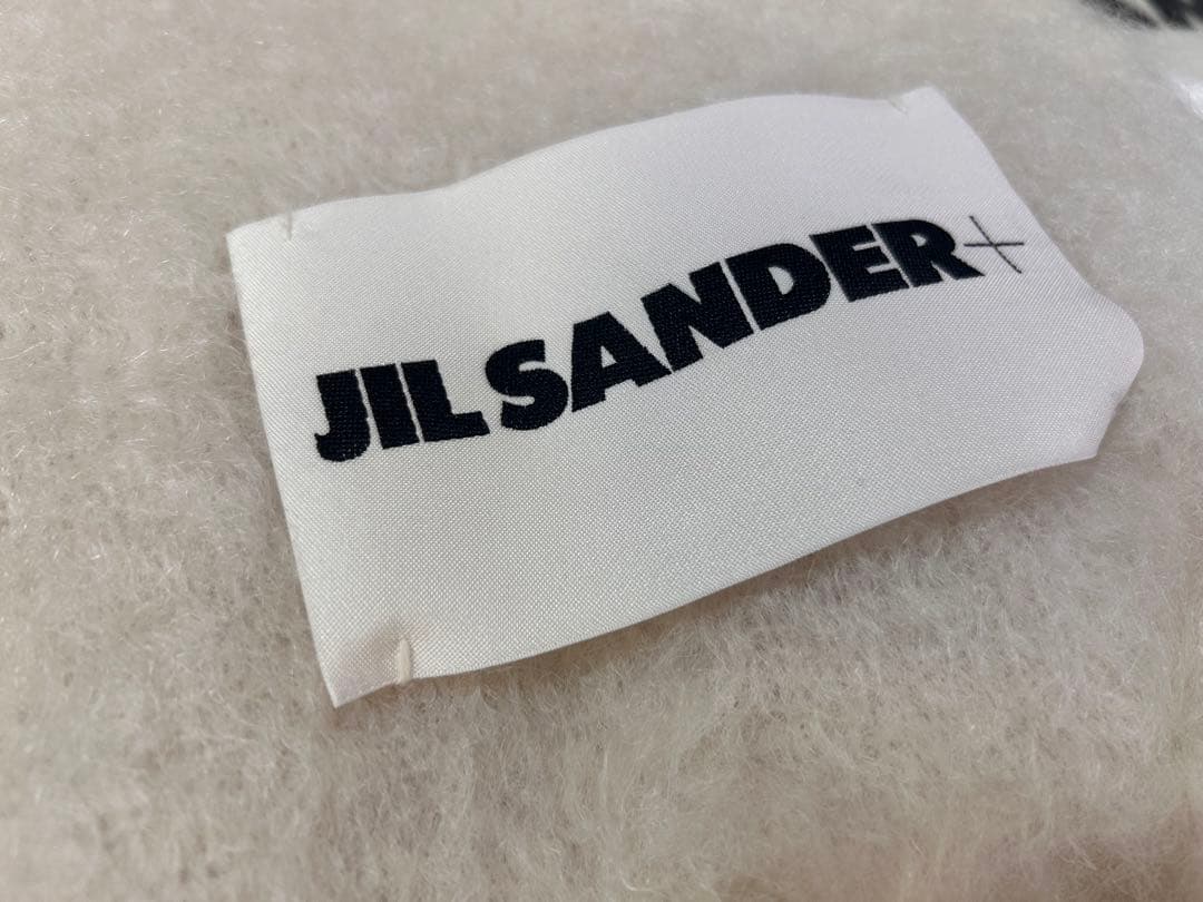 JIL SANDER+ ホワイト マフラー フリンジ付き