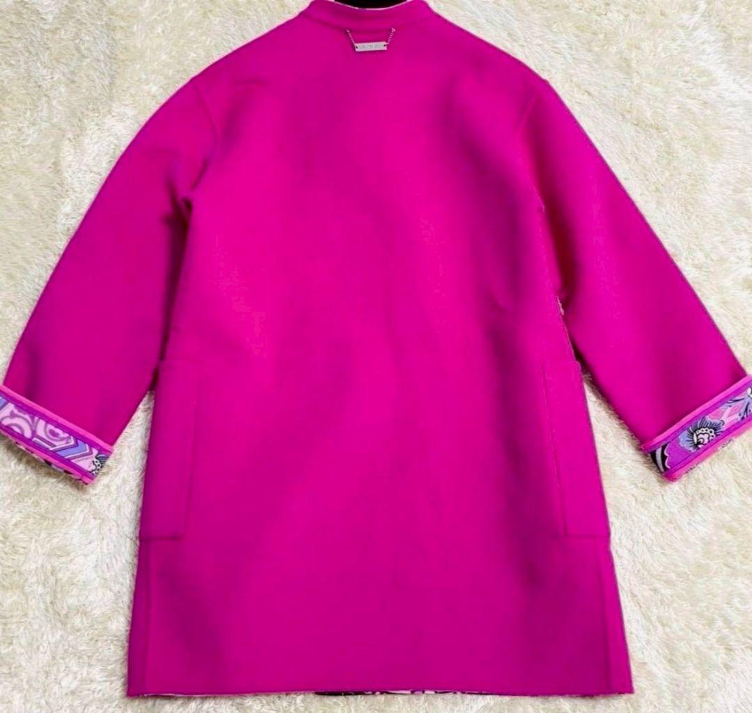 レオナール リバーシブル トリム ウール アンゴラ ダブル コート