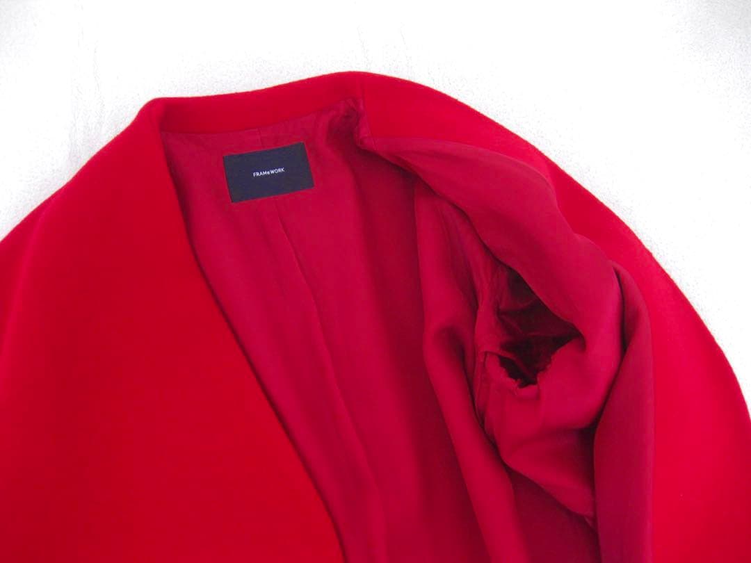 FRAMeWORK ロングコート 赤 36 チェスターコート ゆったり
