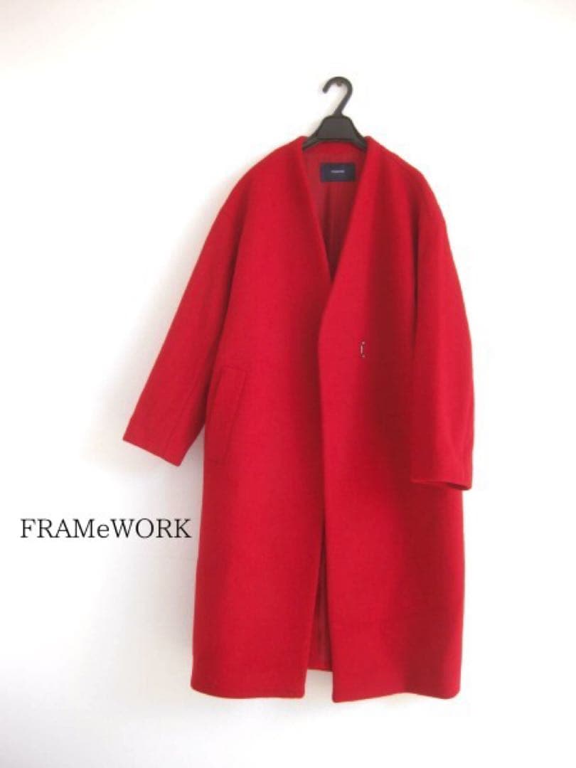 FRAMeWORK ロングコート 赤 36 チェスターコート ゆったり