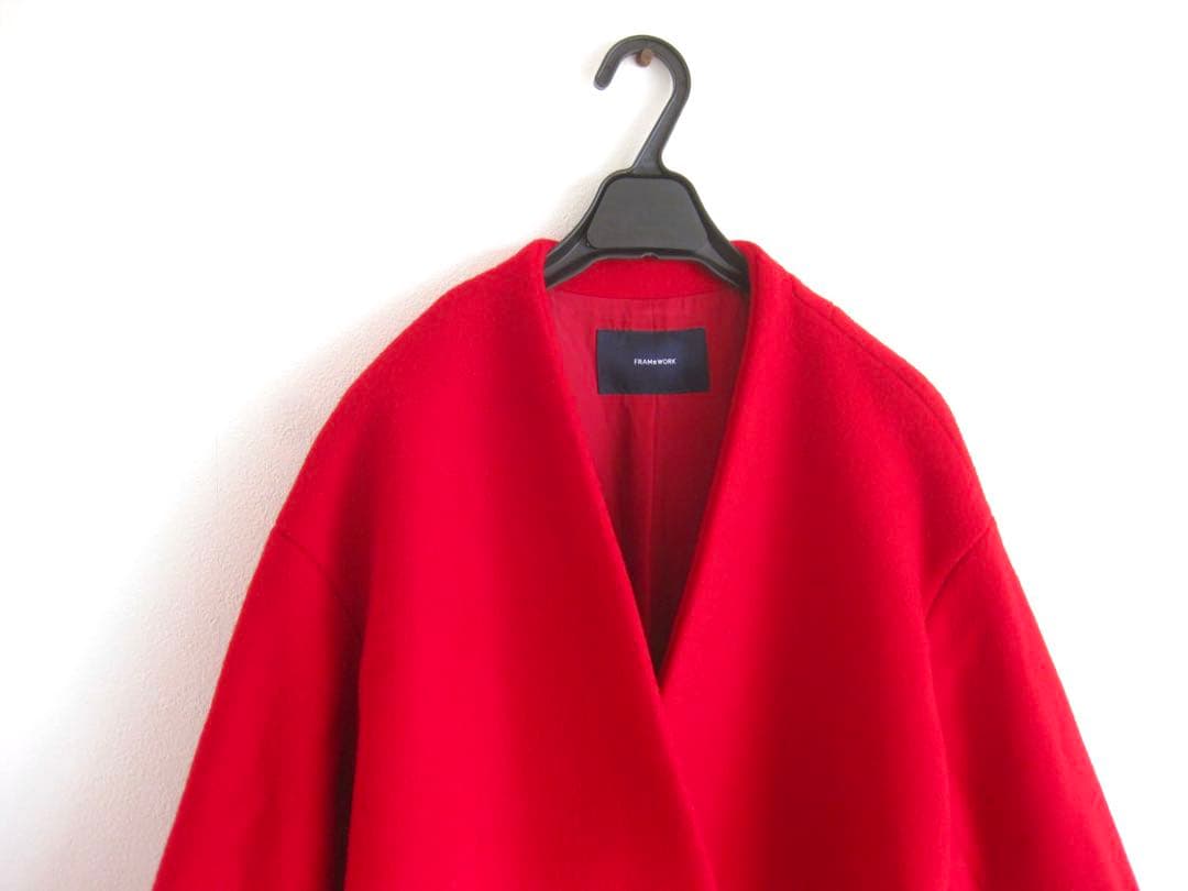 FRAMeWORK ロングコート 赤 36 チェスターコート ゆったり