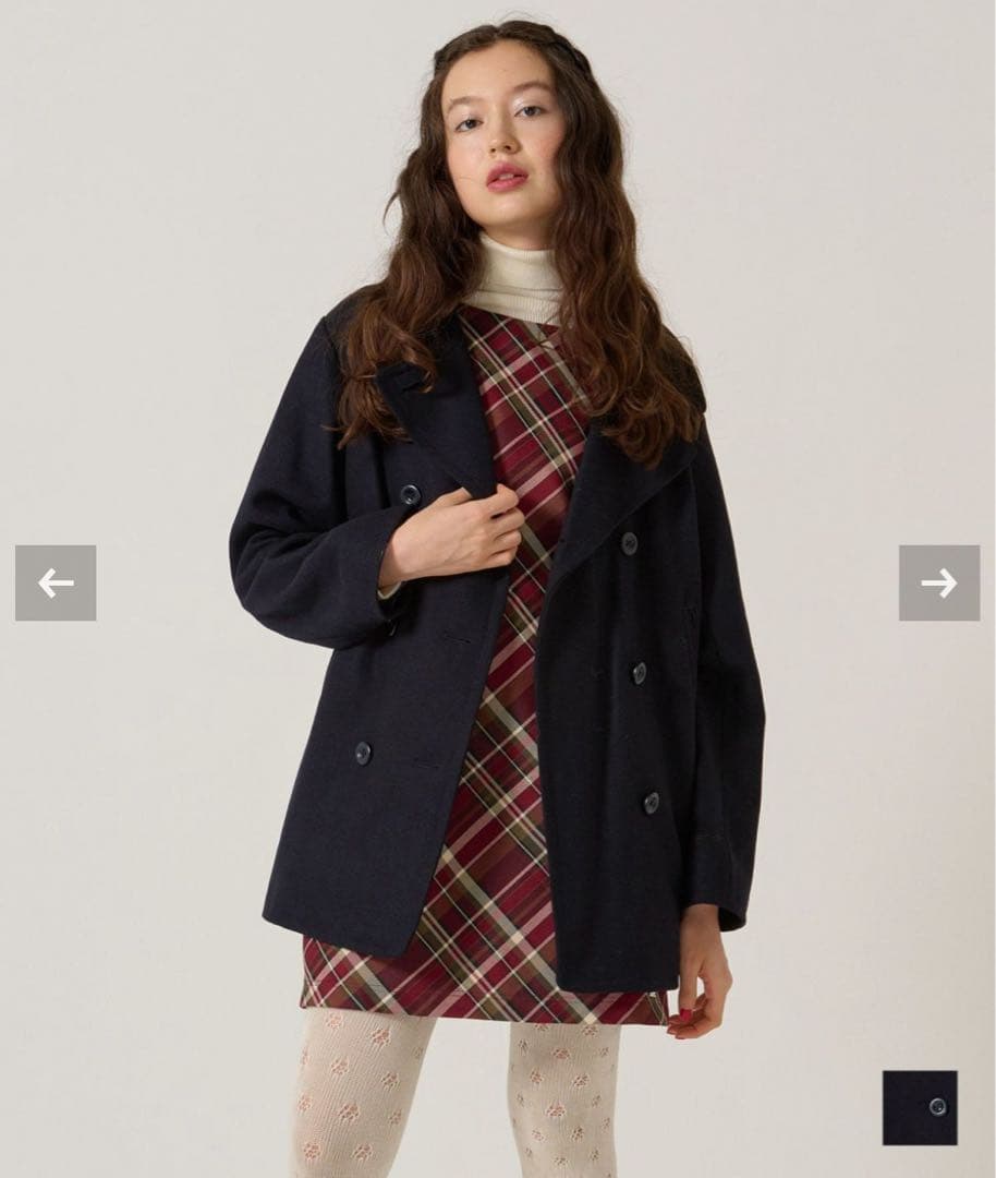 TINA:JOJUN ハート刺繍ウールミックスピーコート