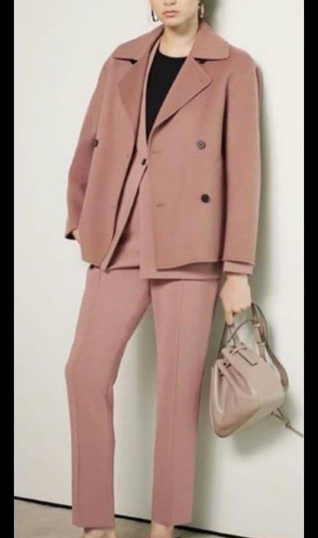 美品Theory ウールカシミヤダブルフェイスピーコート　ピンク