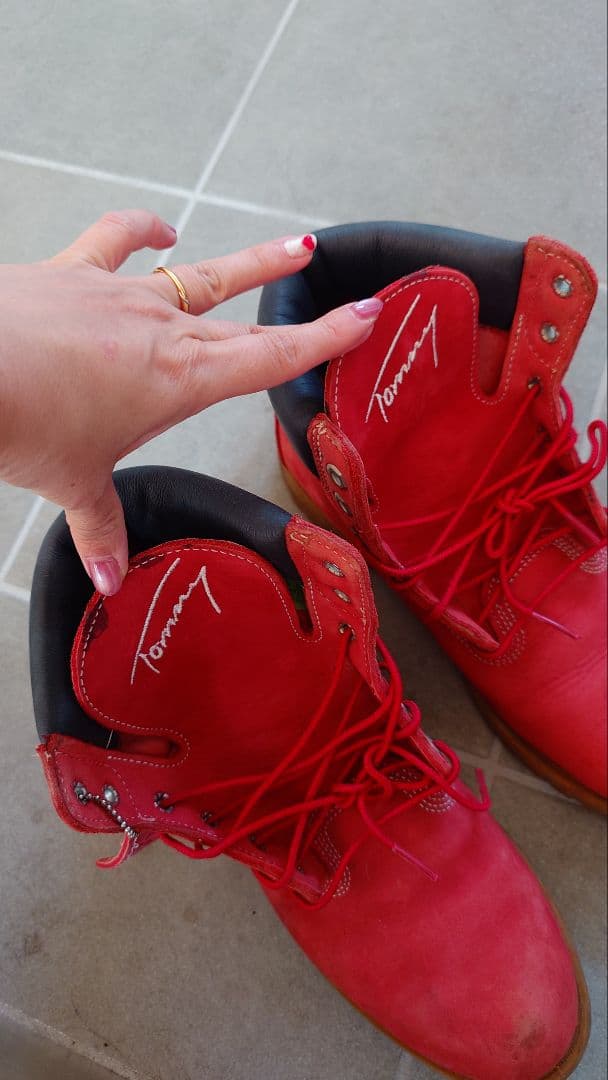 Timberland× 赤 レザー ブーツ