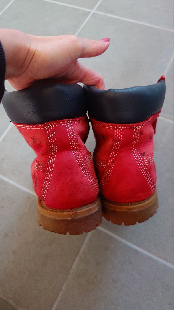 Timberland× 赤 レザー ブーツ