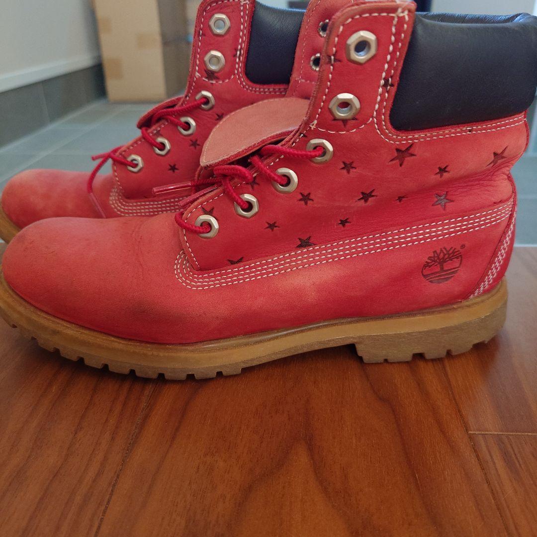 Timberland× 赤 レザー ブーツ