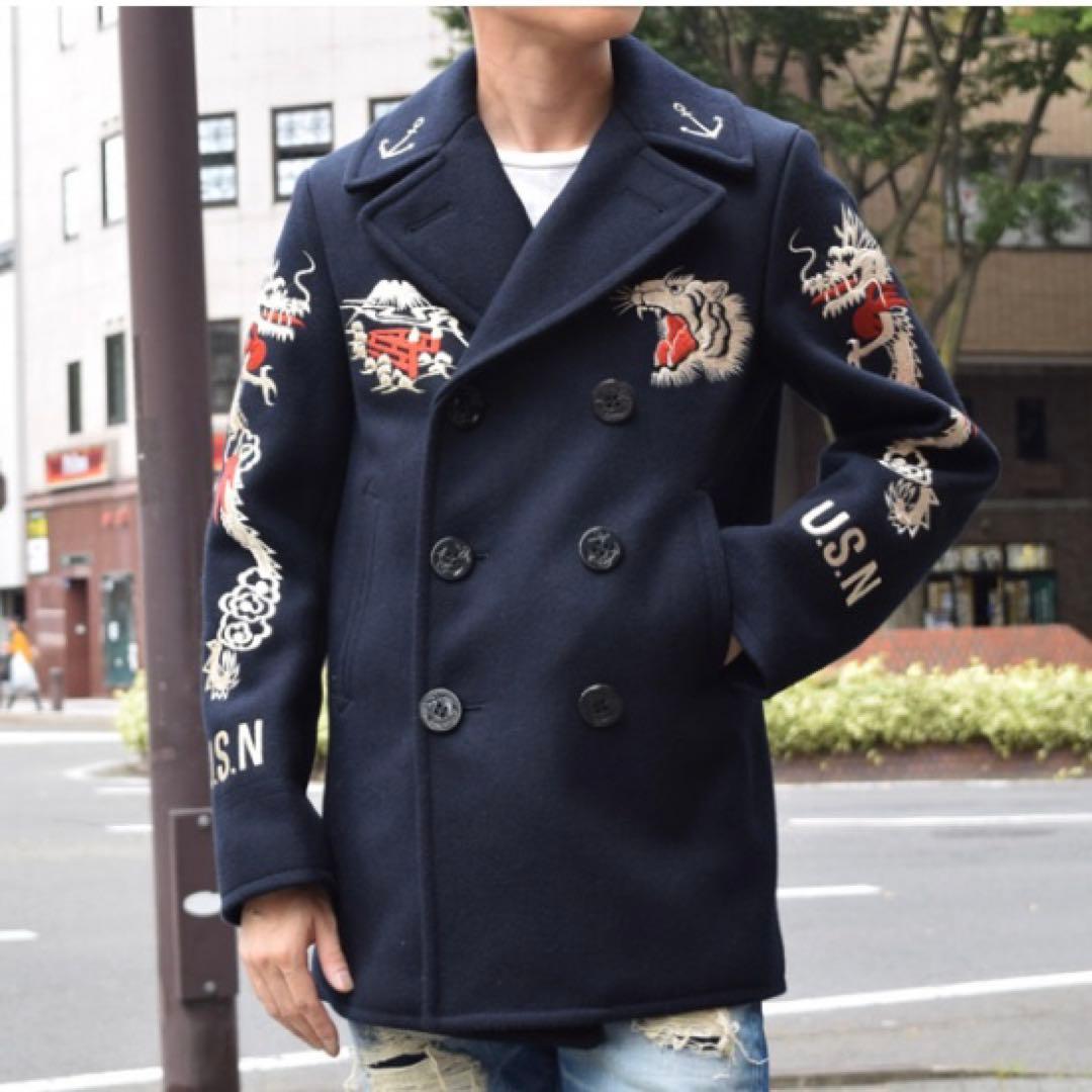 未使用級 バズリクソンズ SUKA PEA COAT 刺繍 ピーコート メルトン