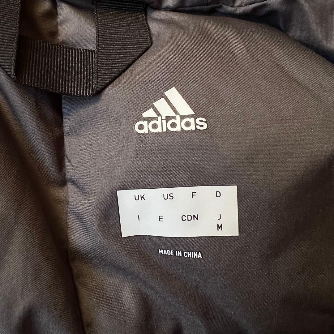adidas アディダス M ベンチコート ダウン黒ブラック ロング丈 サッカー