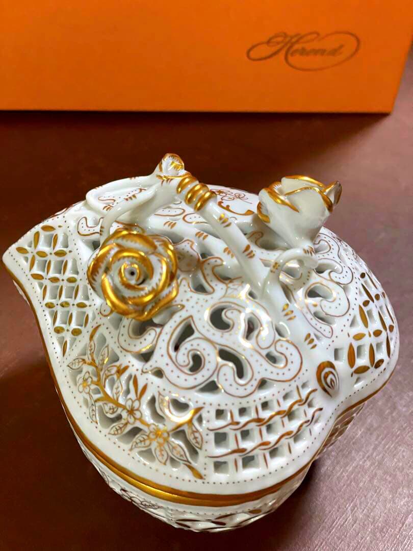 HERENDヘレンドハートファンタジー透かしボンボンボンボニエール小物入ゴールド