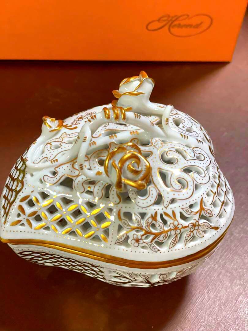 HERENDヘレンドハートファンタジー透かしボンボンボンボニエール小物入ゴールド