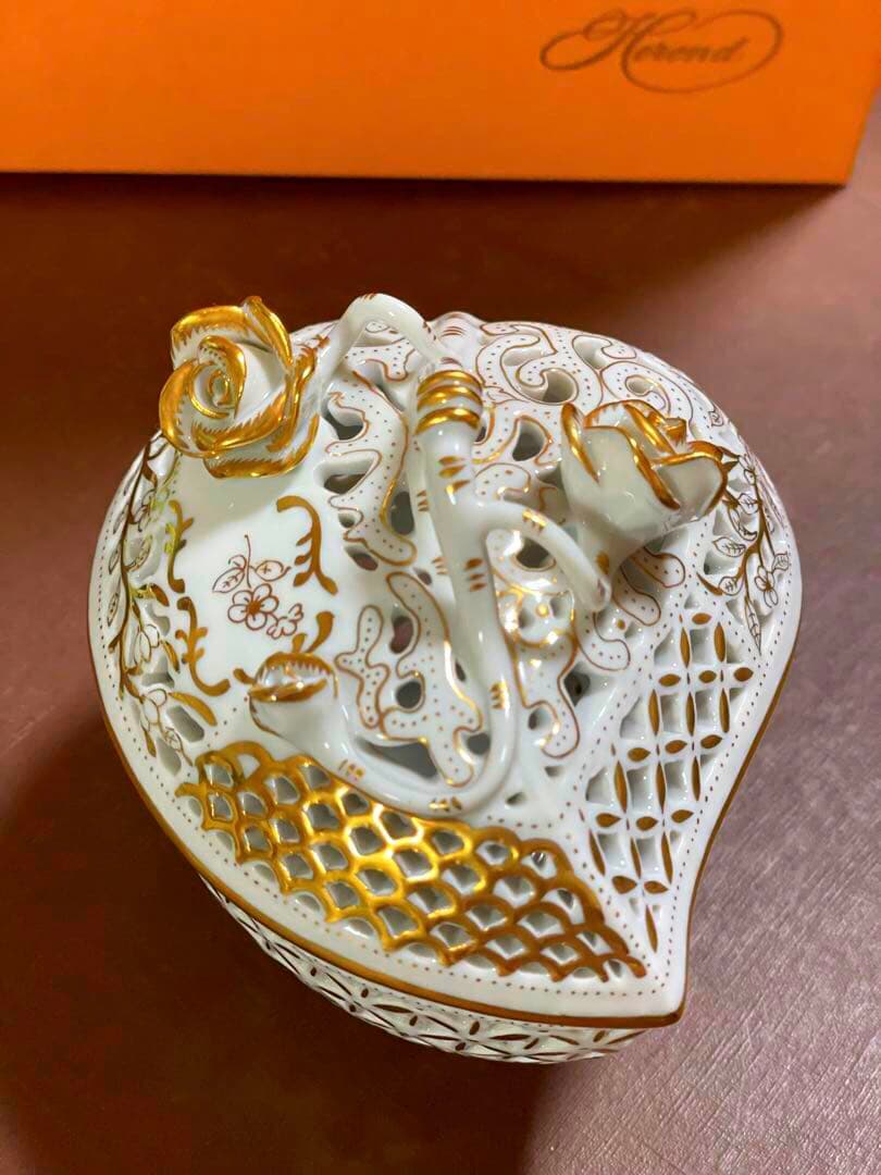 HERENDヘレンドハートファンタジー透かしボンボンボンボニエール小物入ゴールド