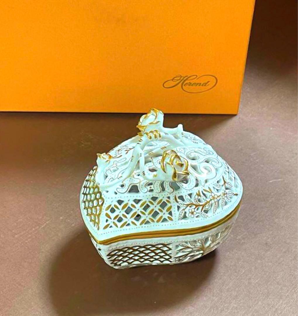 HERENDヘレンドハートファンタジー透かしボンボンボンボニエール小物入ゴールド