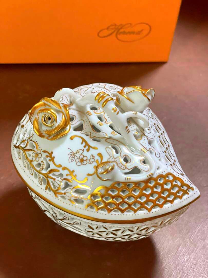 HERENDヘレンドハートファンタジー透かしボンボンボンボニエール小物入ゴールド