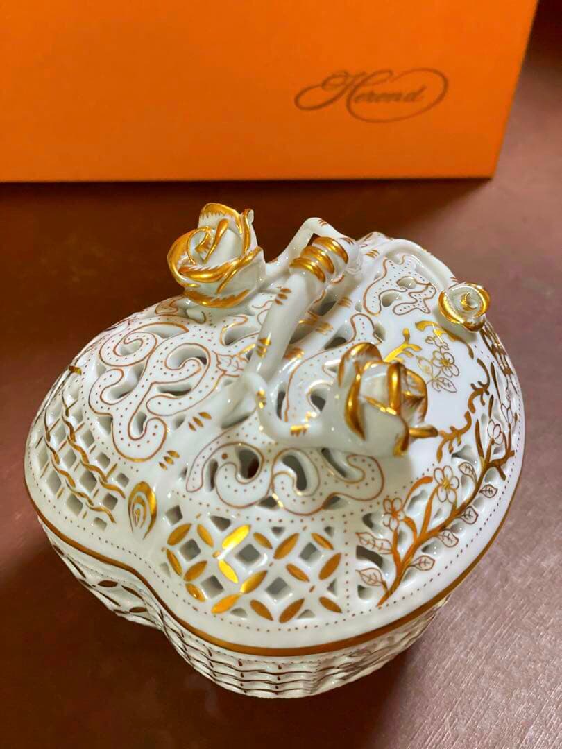 HERENDヘレンドハートファンタジー透かしボンボンボンボニエール小物入ゴールド