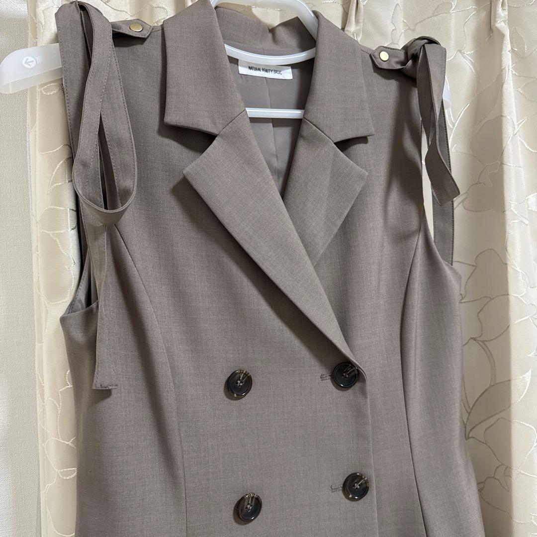 NATURALBEAUTY BASIC ショルダーリボンジャンスカ