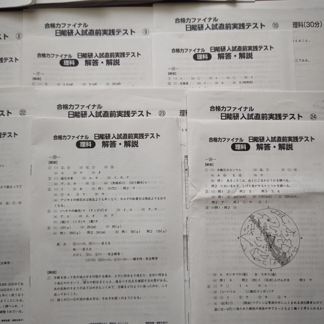 日能研６年生合格力ファイナル入試直前実践テスト2024年度