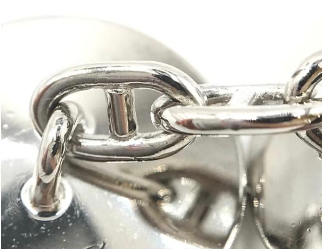 HERMES カフス　セリエ　シェーヌダングル　オレンジ　シルバー　エルメス