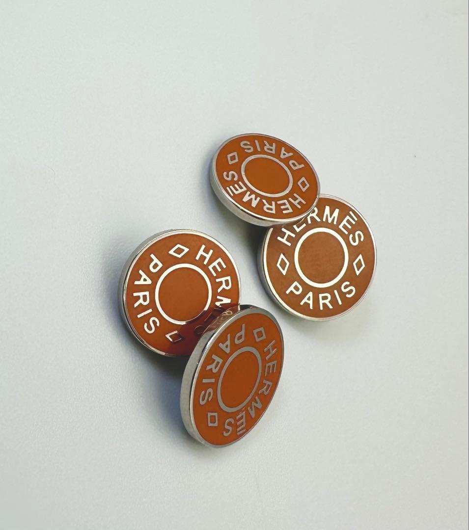 HERMES カフス　セリエ　シェーヌダングル　オレンジ　シルバー　エルメス