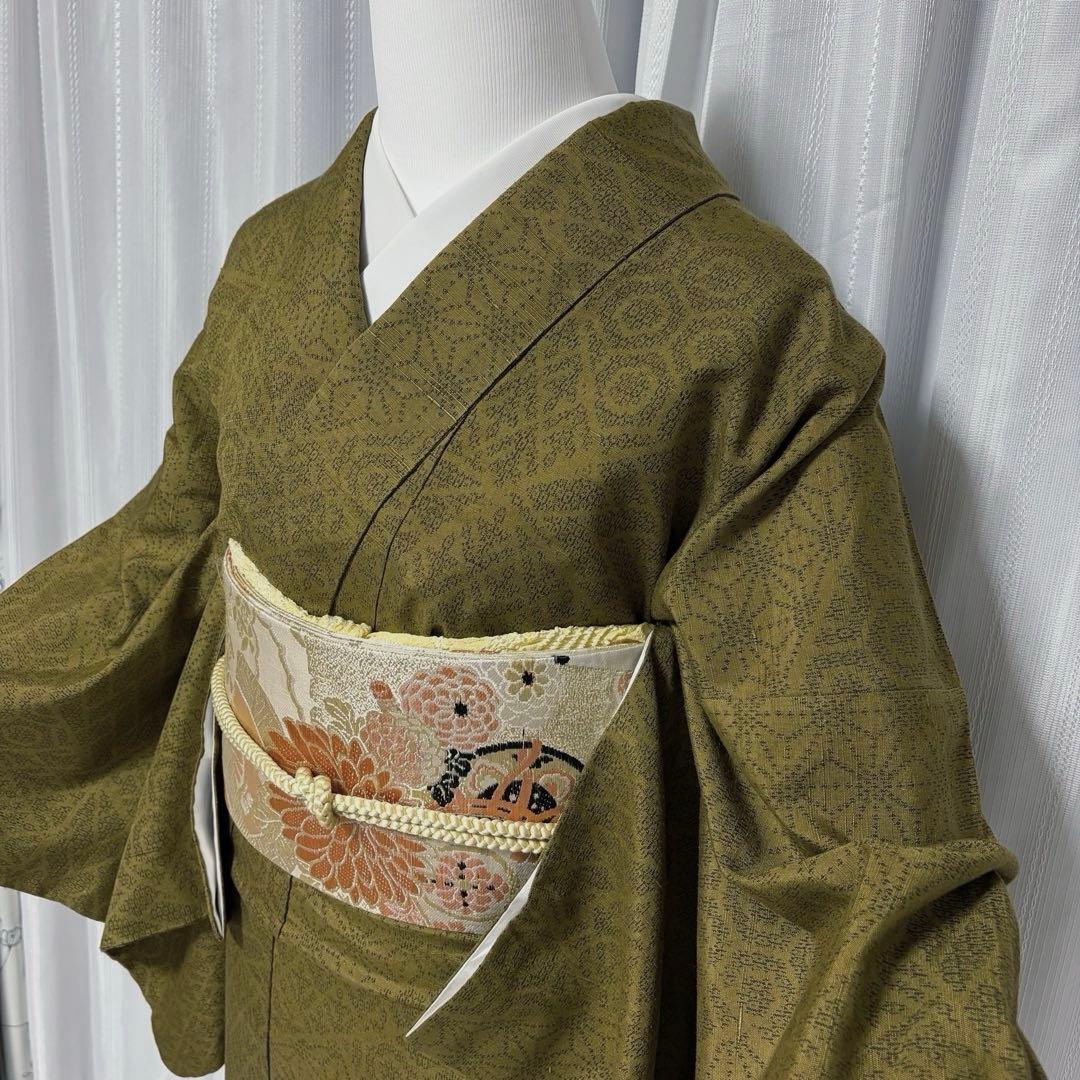 u*o様 紬　結城紬系　小紋　正絹　フルセット　真綿紬　袷　状態良好　裄丈70