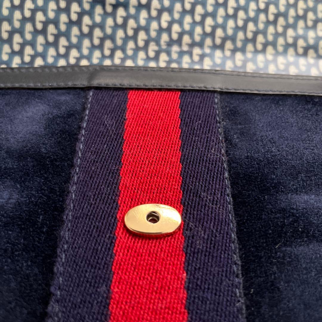 GUCCI スエード　シェリーラインセカンドバック　クラッチバック　ネイビー