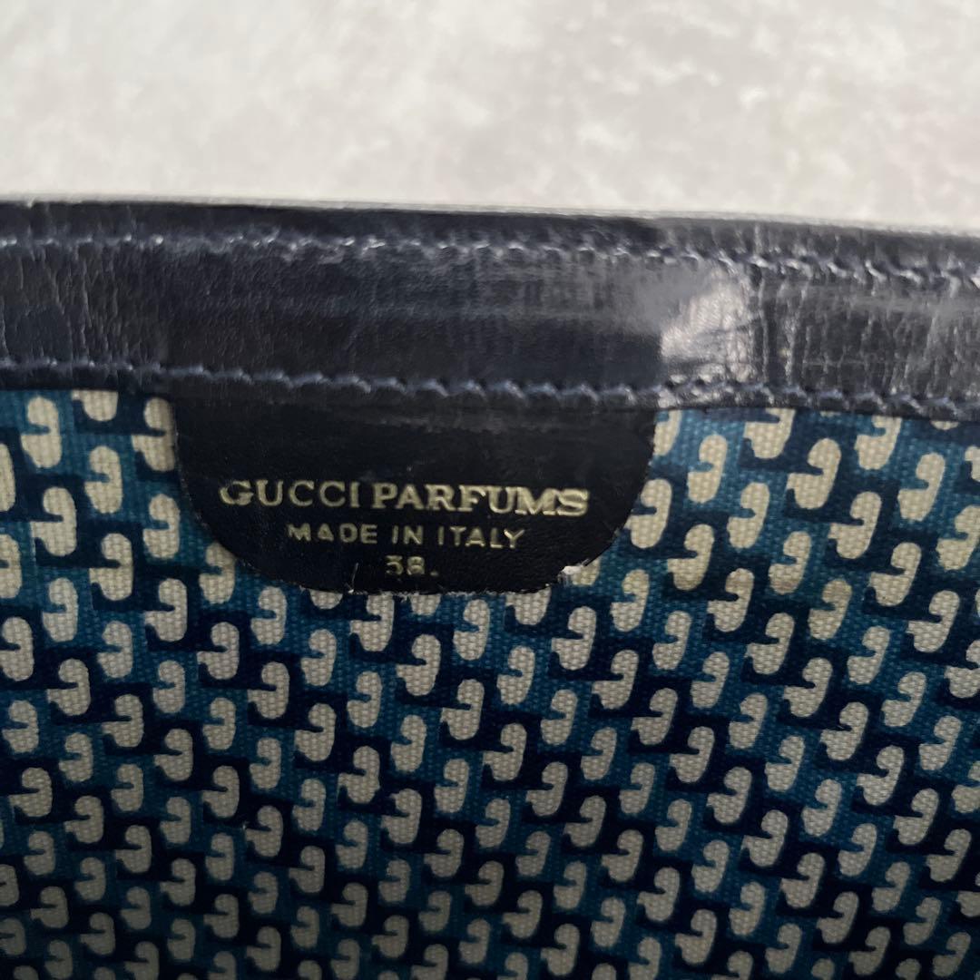 GUCCI スエード　シェリーラインセカンドバック　クラッチバック　ネイビー