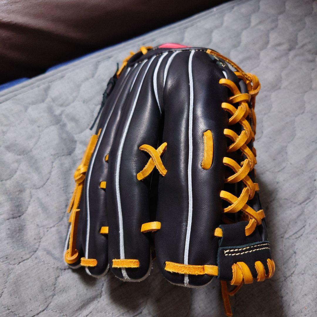 新品軟式外野手Mizuno 野球グローブ 黒/オレンジ