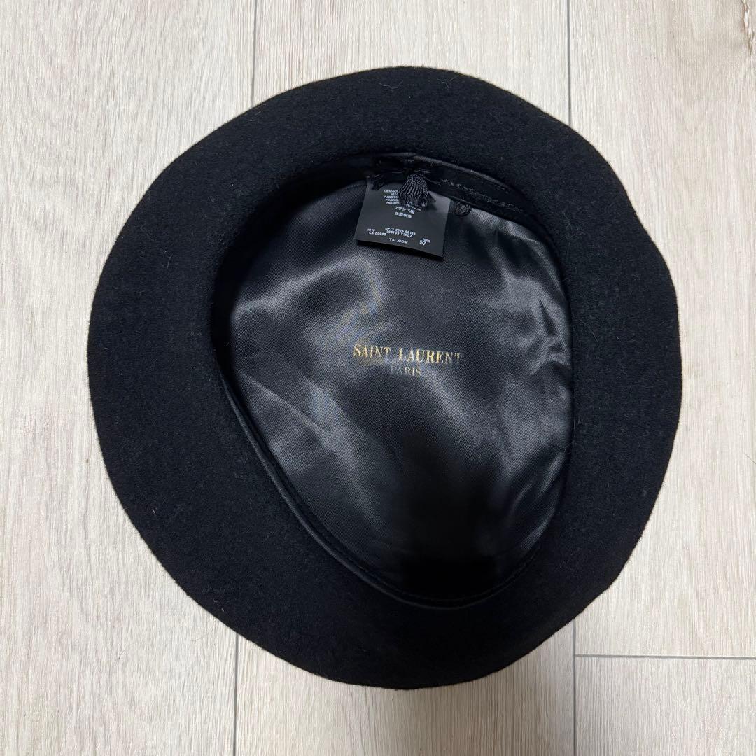 SAINT LAURENT PARIS サンローラン ブラック ベレー帽 57