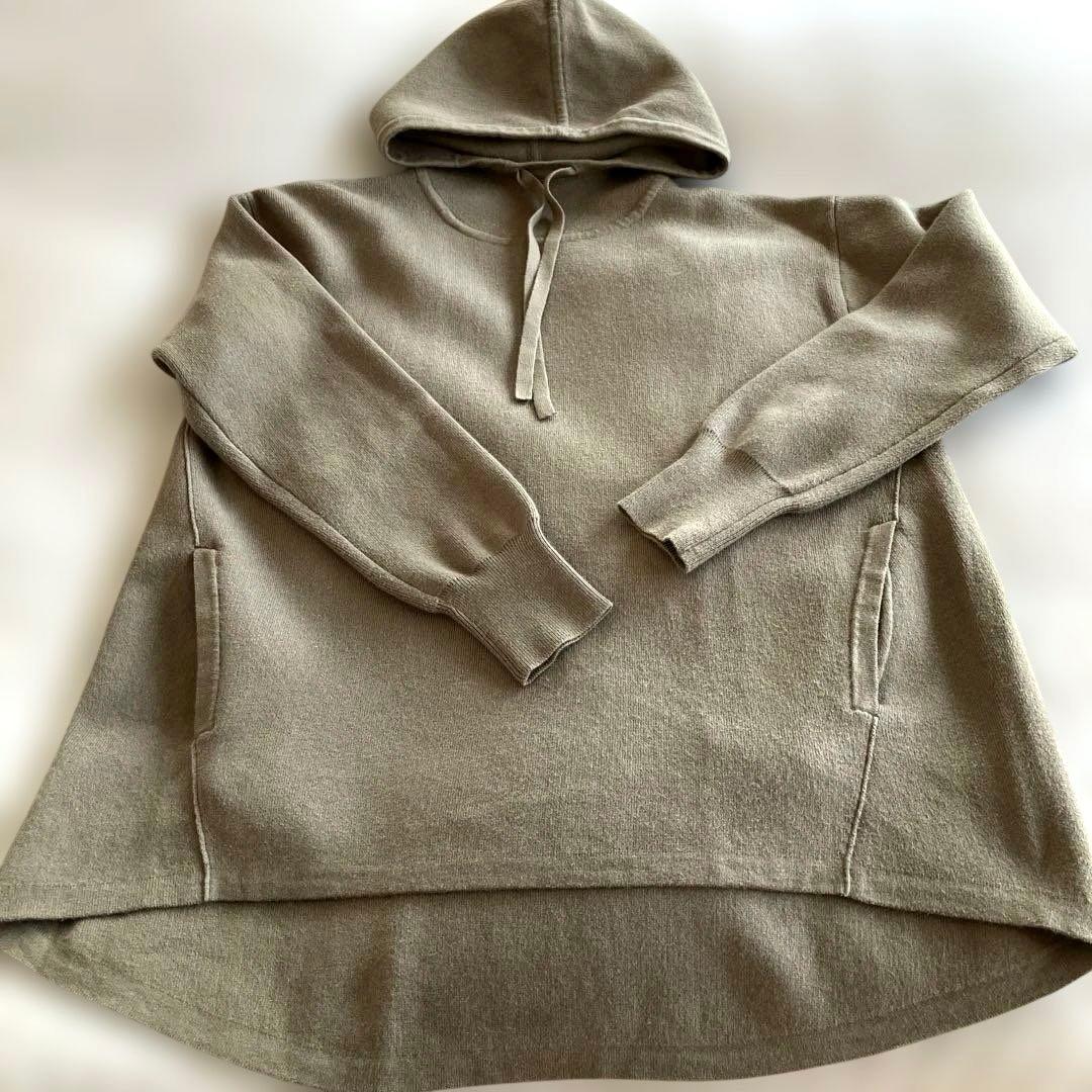 セオリーリュクス✖️高橋リタコラボコットンカシミヤ　ニットフーディ　カーキ