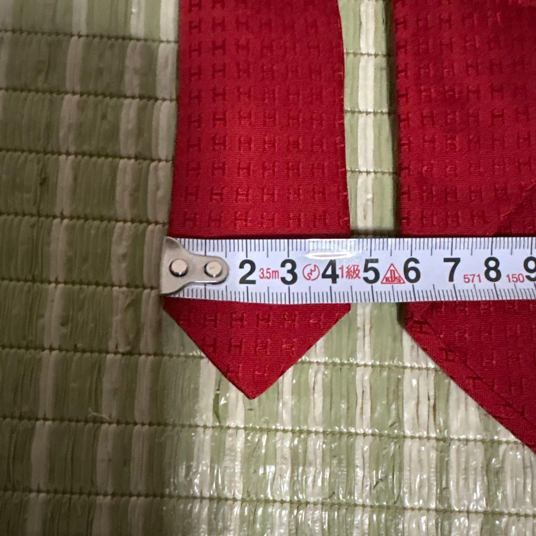 エルメス　HERMES ネクタイ　H柄　ビジネス　スーツ用　赤　レッド　シルク
