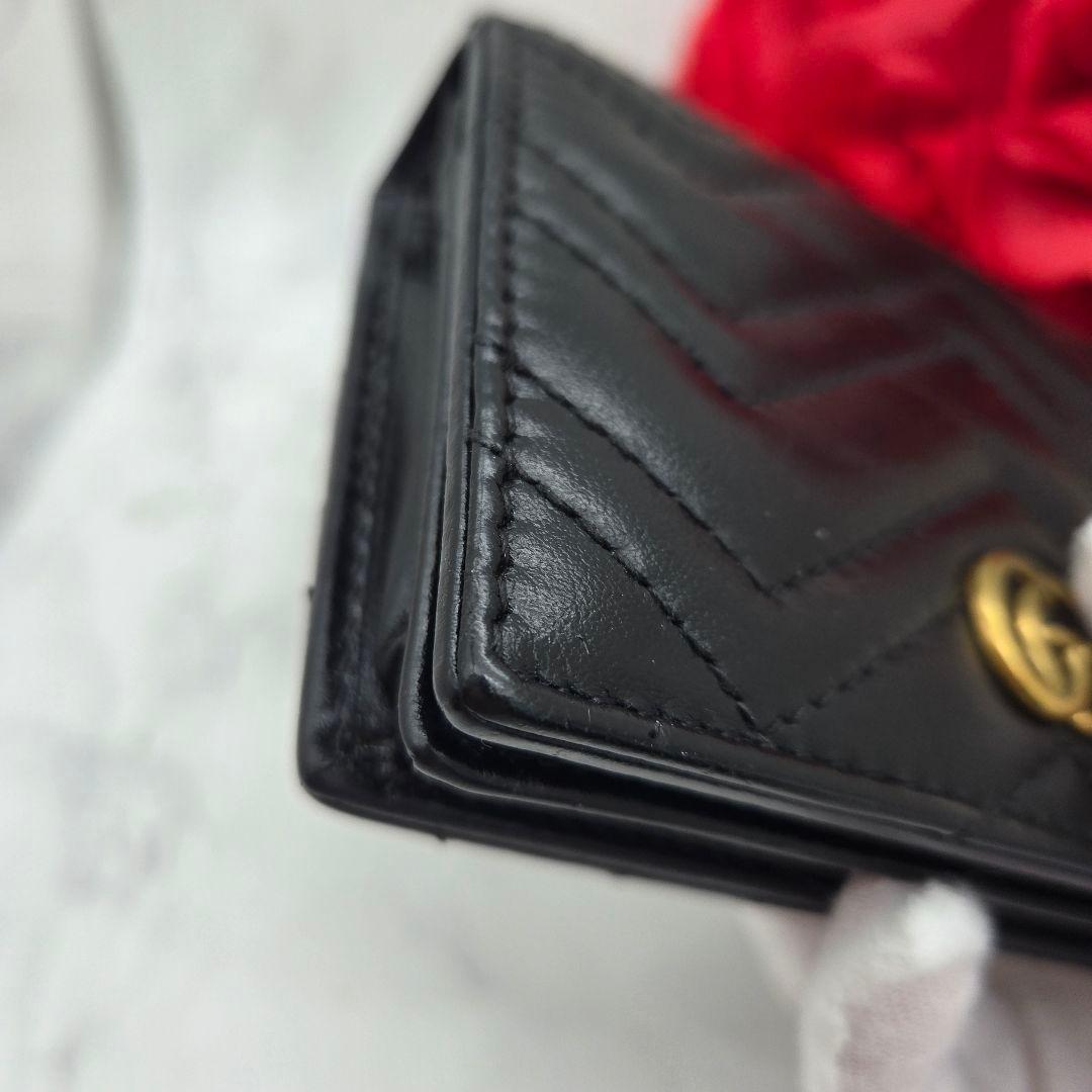 【美品】 GUCCI グッチ 折り財布 財布 GG マーモント キルティング 黒