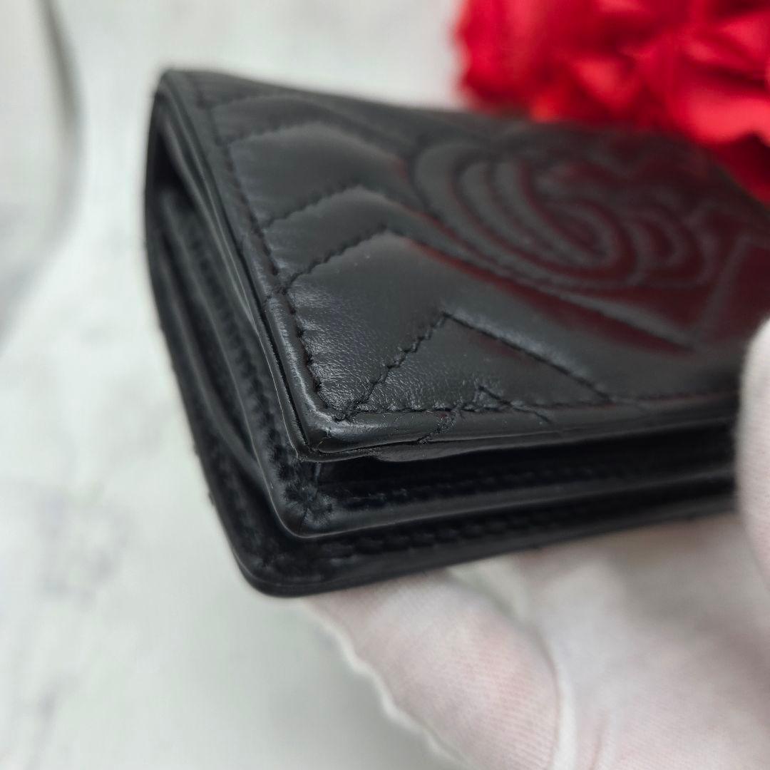 【美品】 GUCCI グッチ 折り財布 財布 GG マーモント キルティング 黒