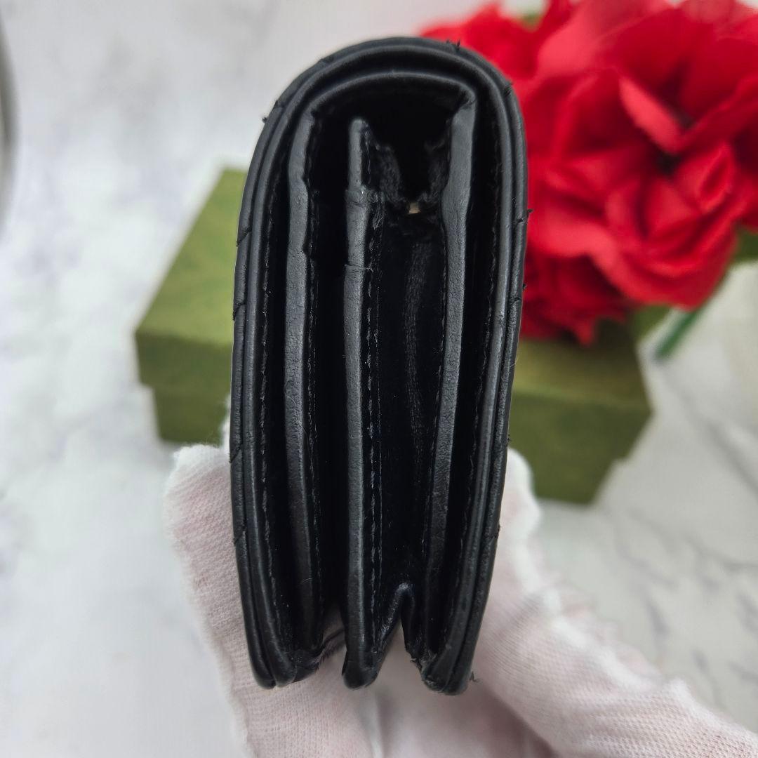 【美品】 GUCCI グッチ 折り財布 財布 GG マーモント キルティング 黒