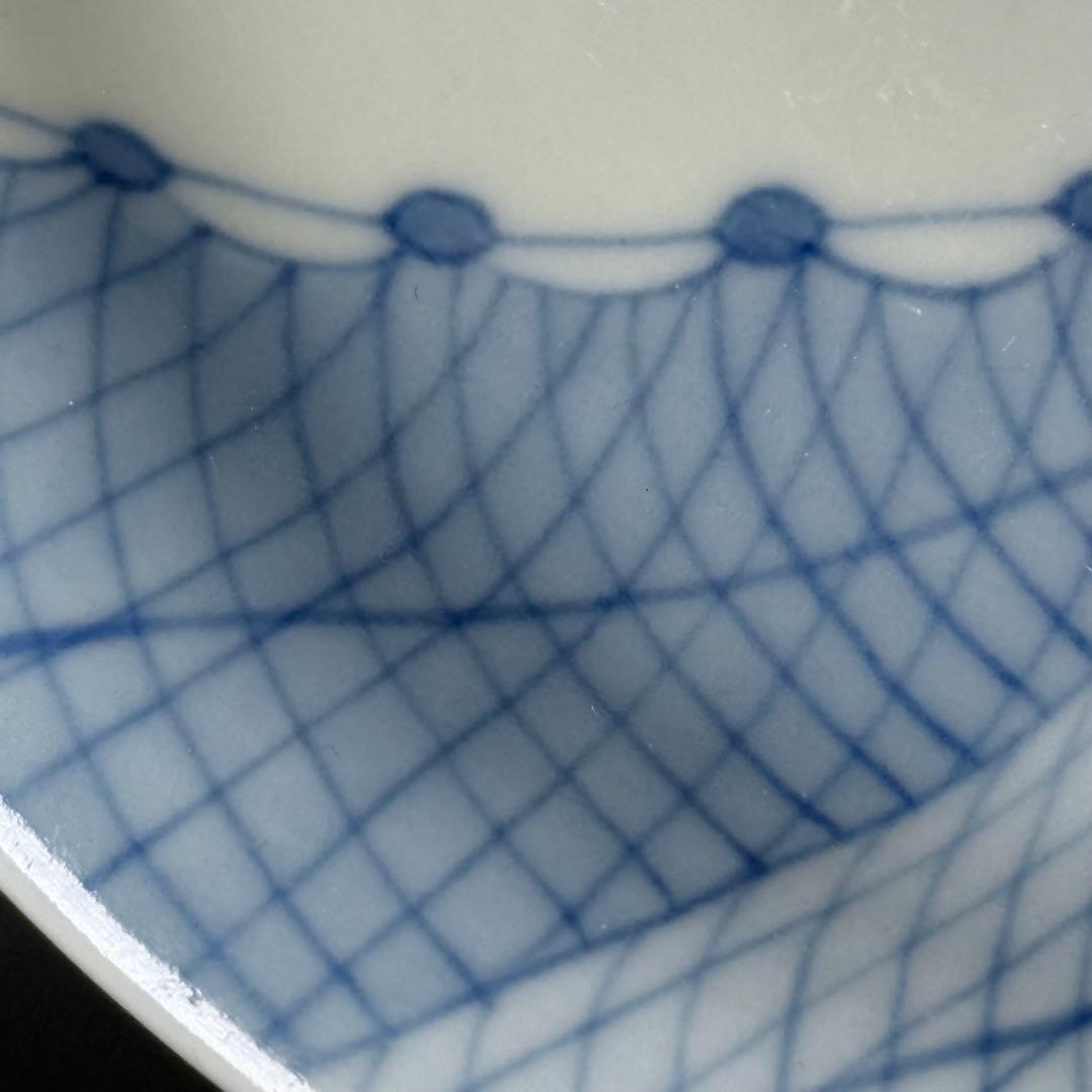 後期鍋島　1850-1870年代　染付網干文皿　古美術　献上鍋島図録掲載　名品