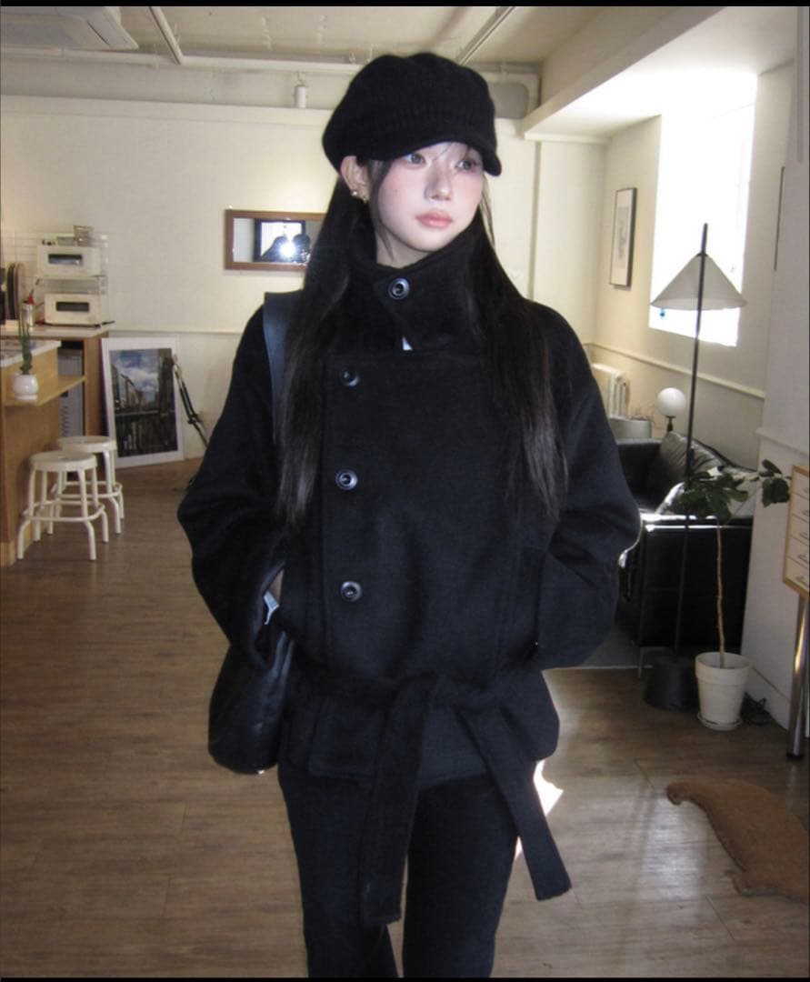 modimood Half Ribbon Double Coat ピーコート