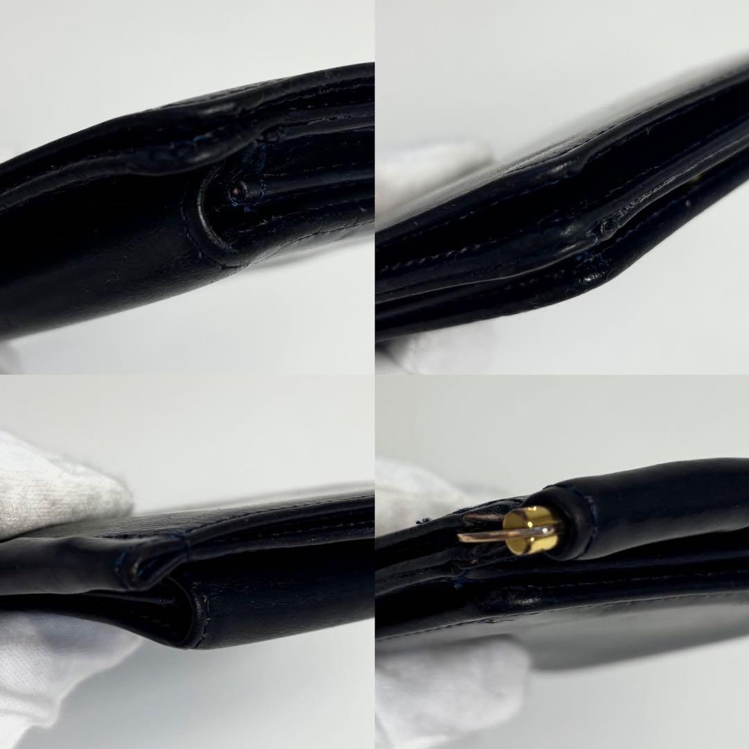 GLEN グレンロイヤル マネークリップ ゴールド金具 レザー　紺色