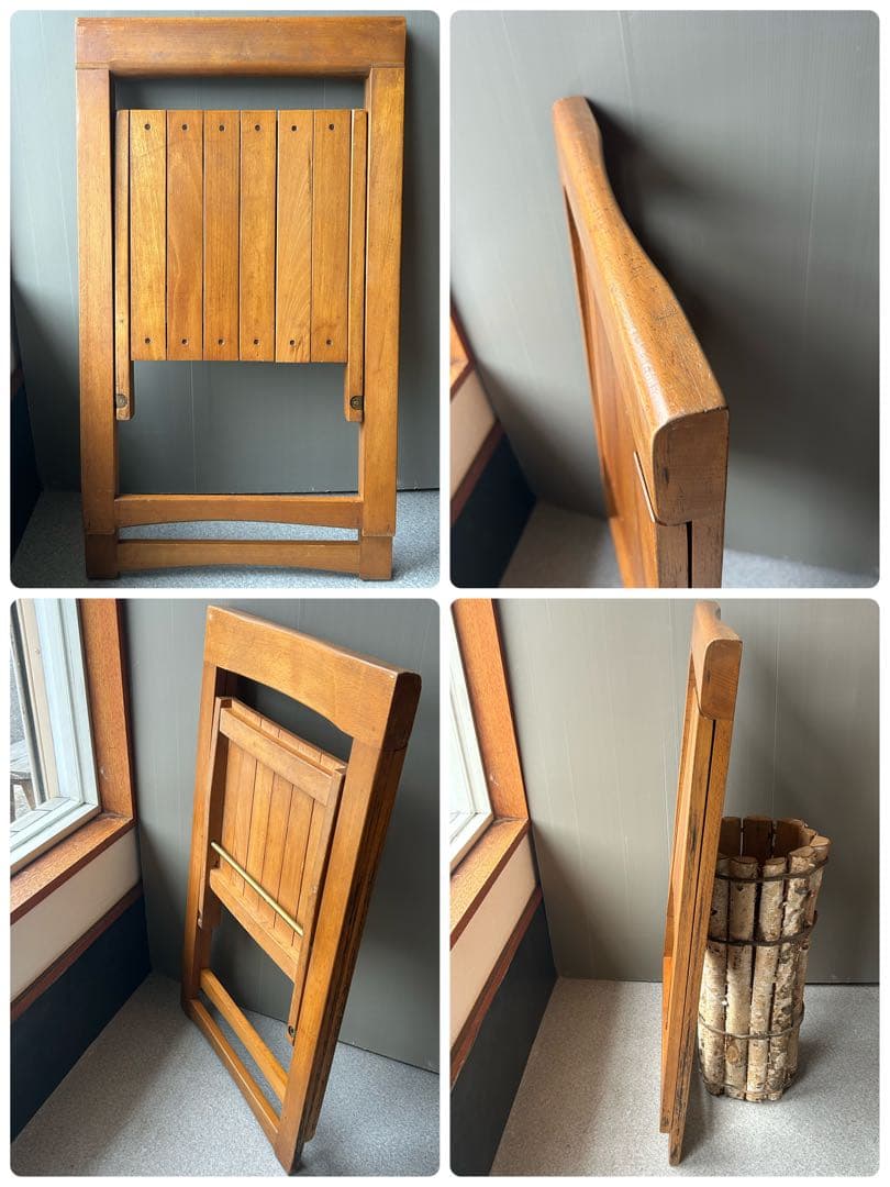 ヴィンテージ　木製フォールディングチェア　ルーマニア　折り畳み椅子　古道具　東欧