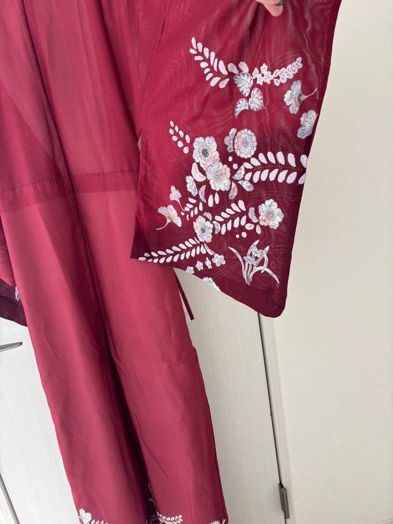 着物　夏用　ワインレッド　サイズL〜LL