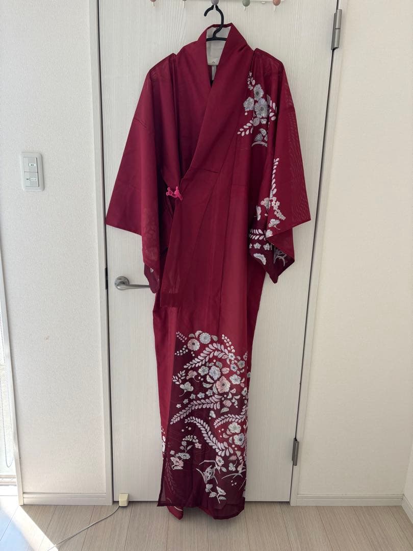 着物　夏用　ワインレッド　サイズL〜LL