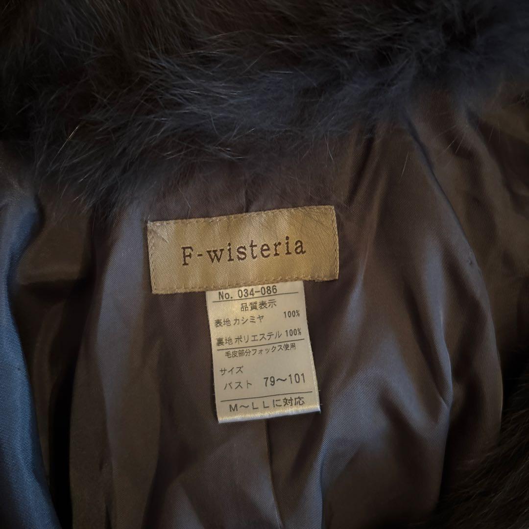 F-wisteria フード付きグレーポンチョ ケープ　カシミヤ100パーセント