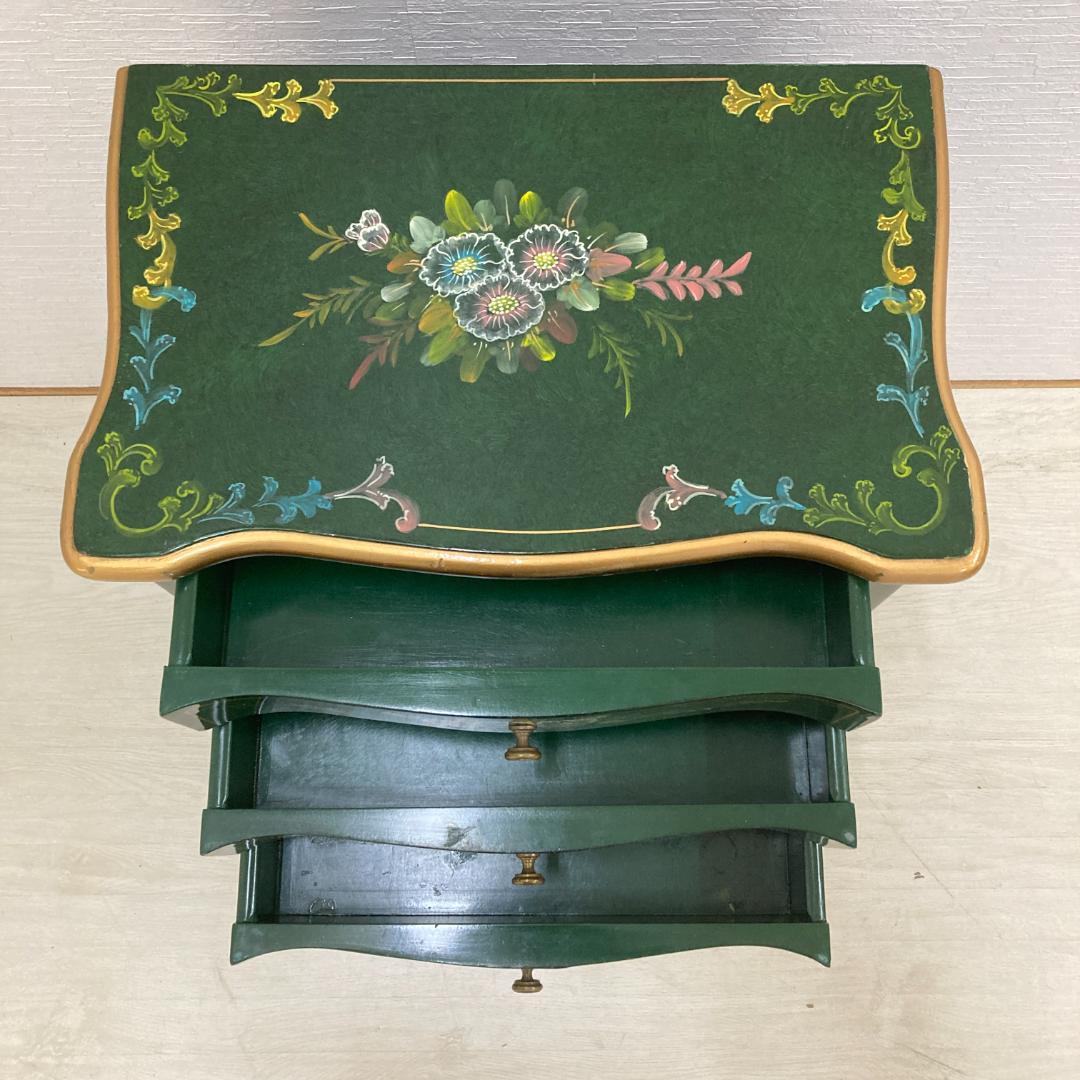 アンティーク調　猫脚　花柄　サイドチェスト　キャビネット　電話台　サイドボード