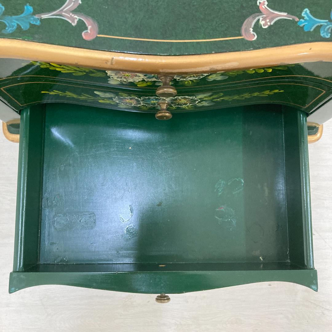 アンティーク調　猫脚　花柄　サイドチェスト　キャビネット　電話台　サイドボード