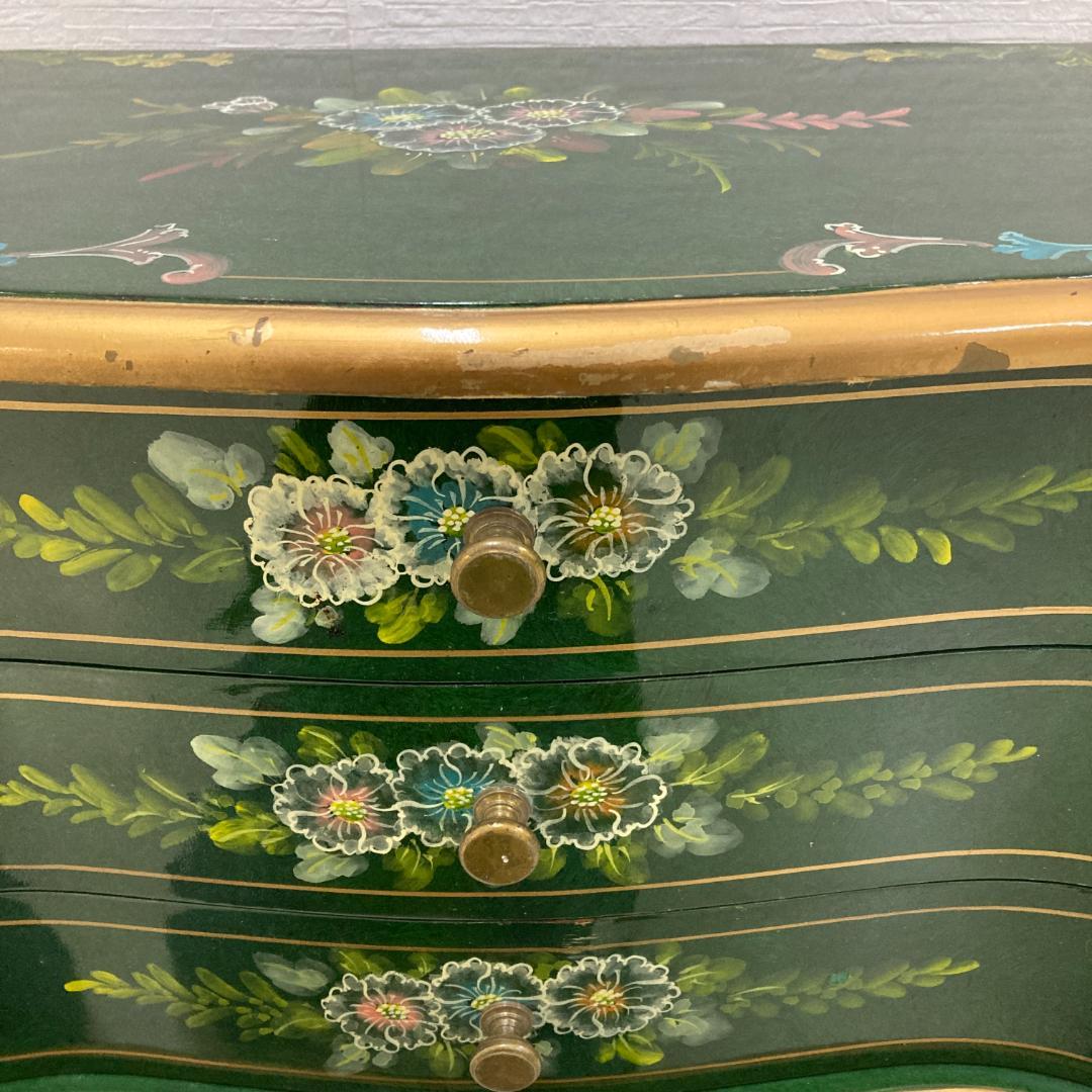 アンティーク調　猫脚　花柄　サイドチェスト　キャビネット　電話台　サイドボード