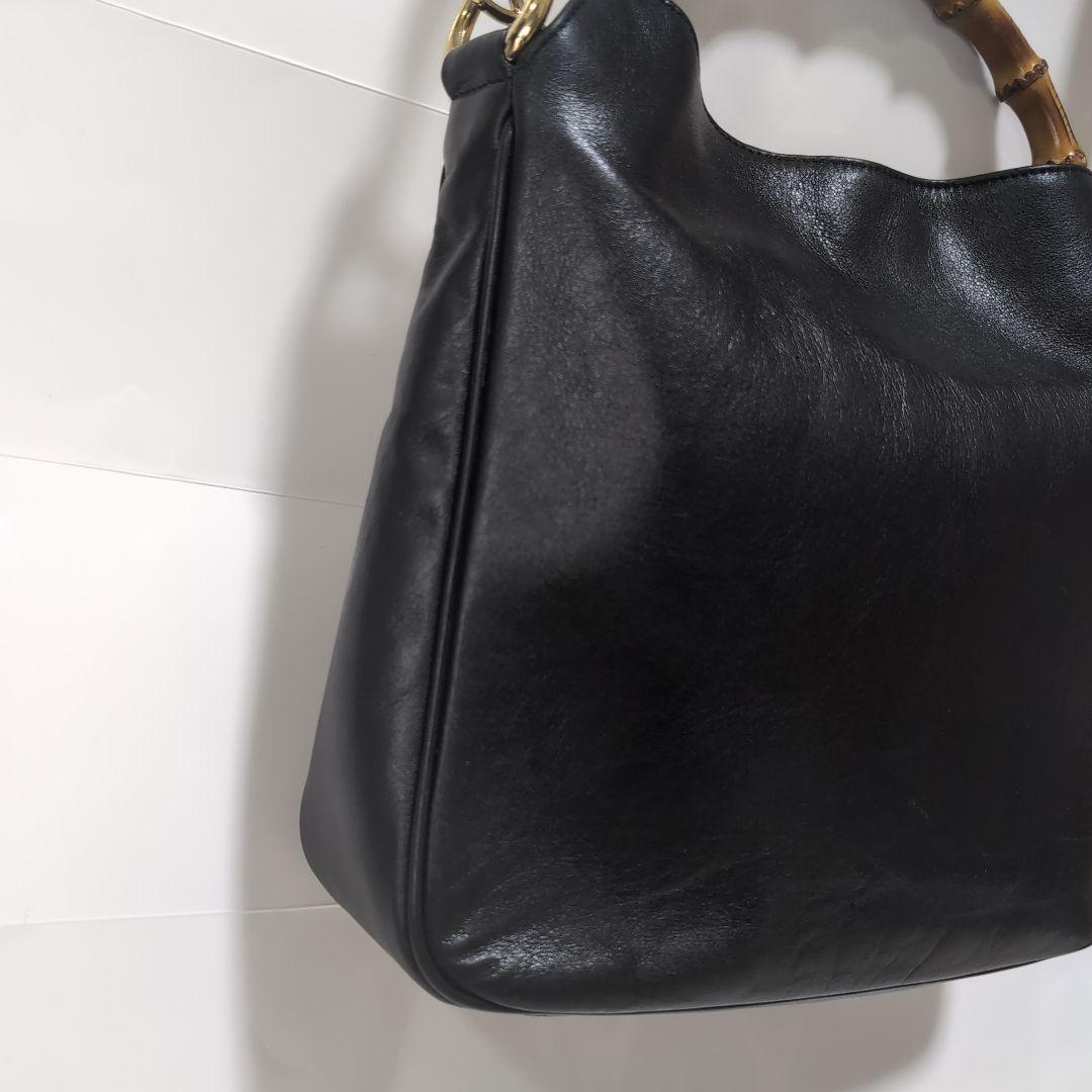 GUCCI バンブーハンドル レザーショルダーバッグ 保存袋付き