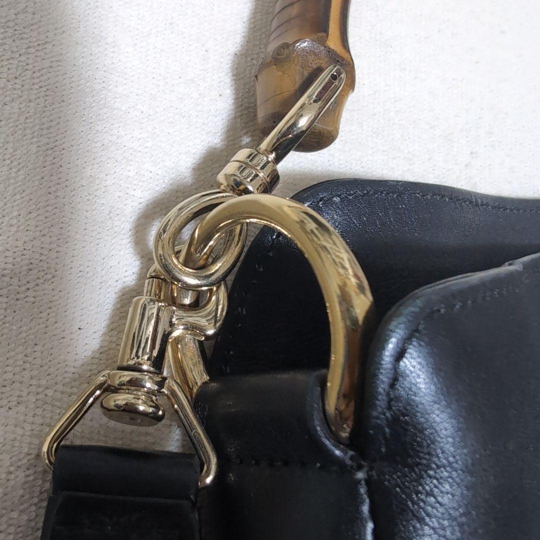 GUCCI バンブーハンドル レザーショルダーバッグ 保存袋付き