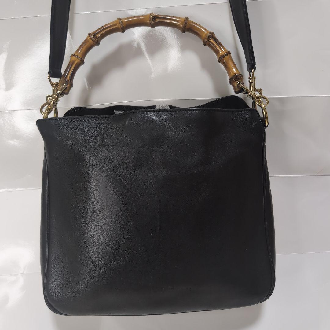 GUCCI バンブーハンドル レザーショルダーバッグ 保存袋付き