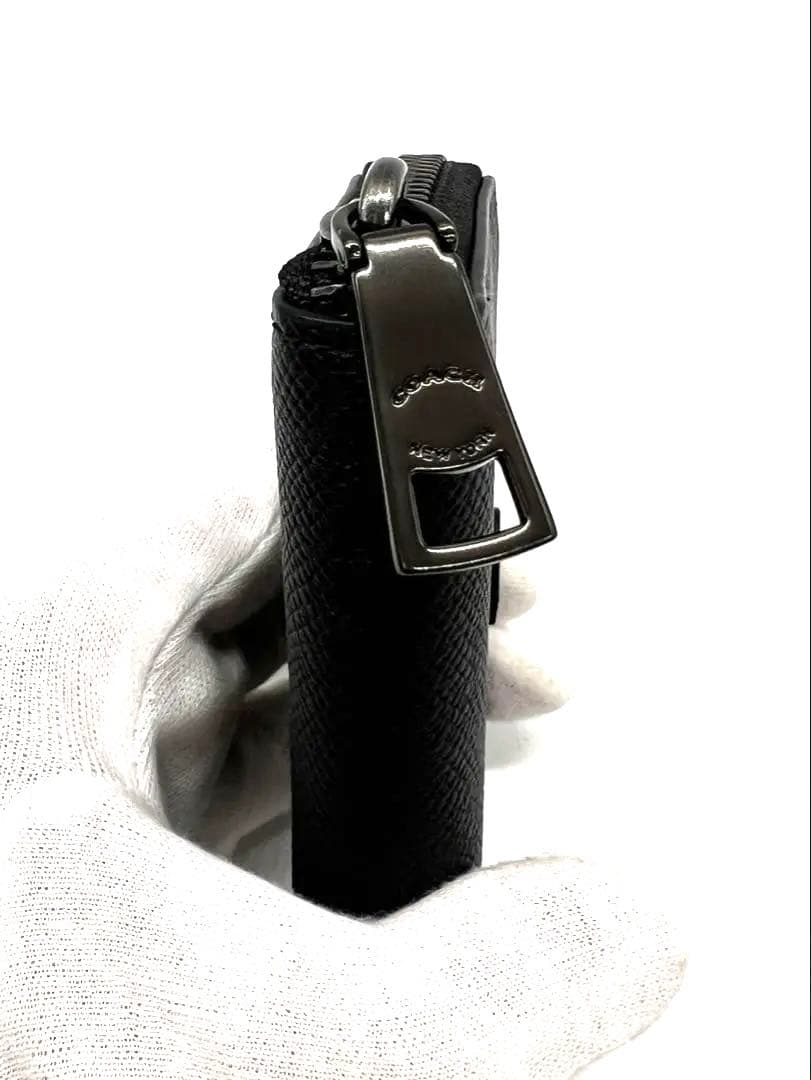 未使用級　COACH　カードケース　ケース　小銭入れ　ラウンドジップ　黒