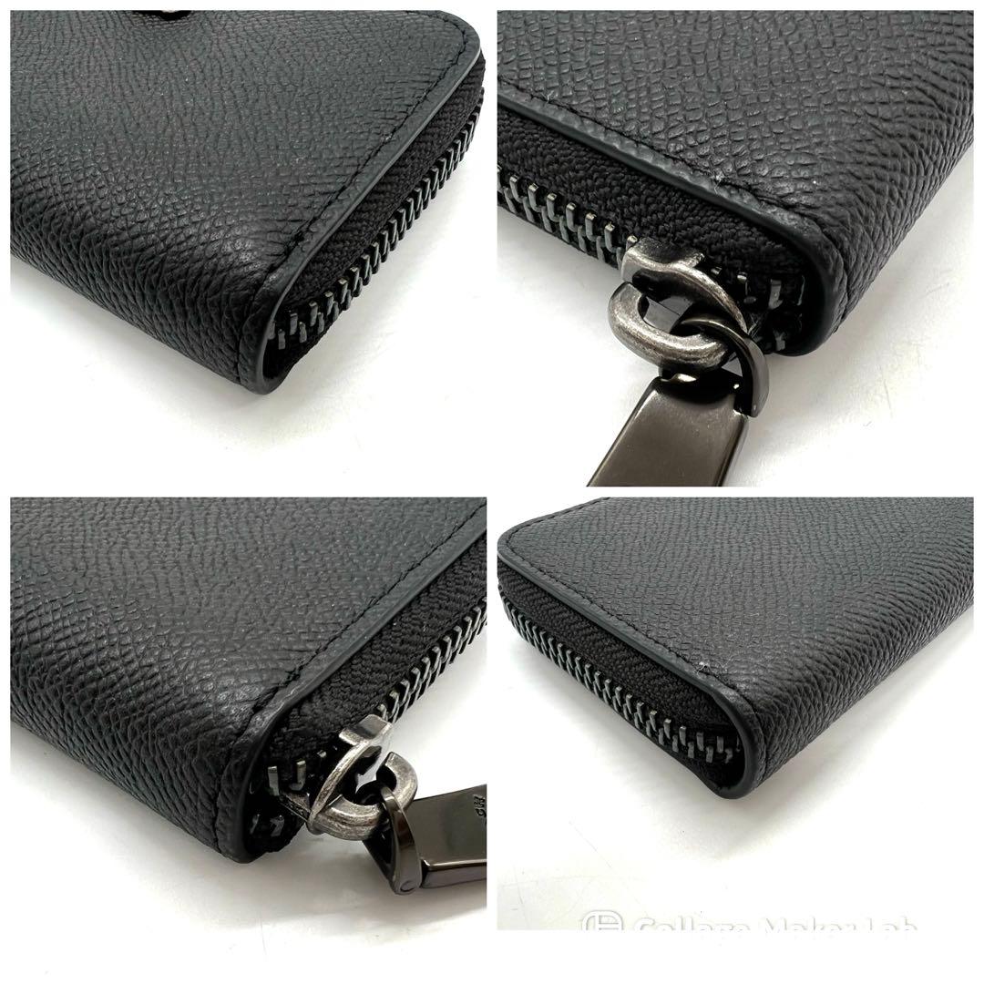 未使用級　COACH　カードケース　ケース　小銭入れ　ラウンドジップ　黒
