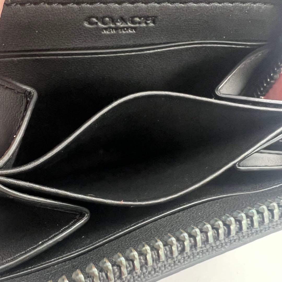 未使用級　COACH　カードケース　ケース　小銭入れ　ラウンドジップ　黒
