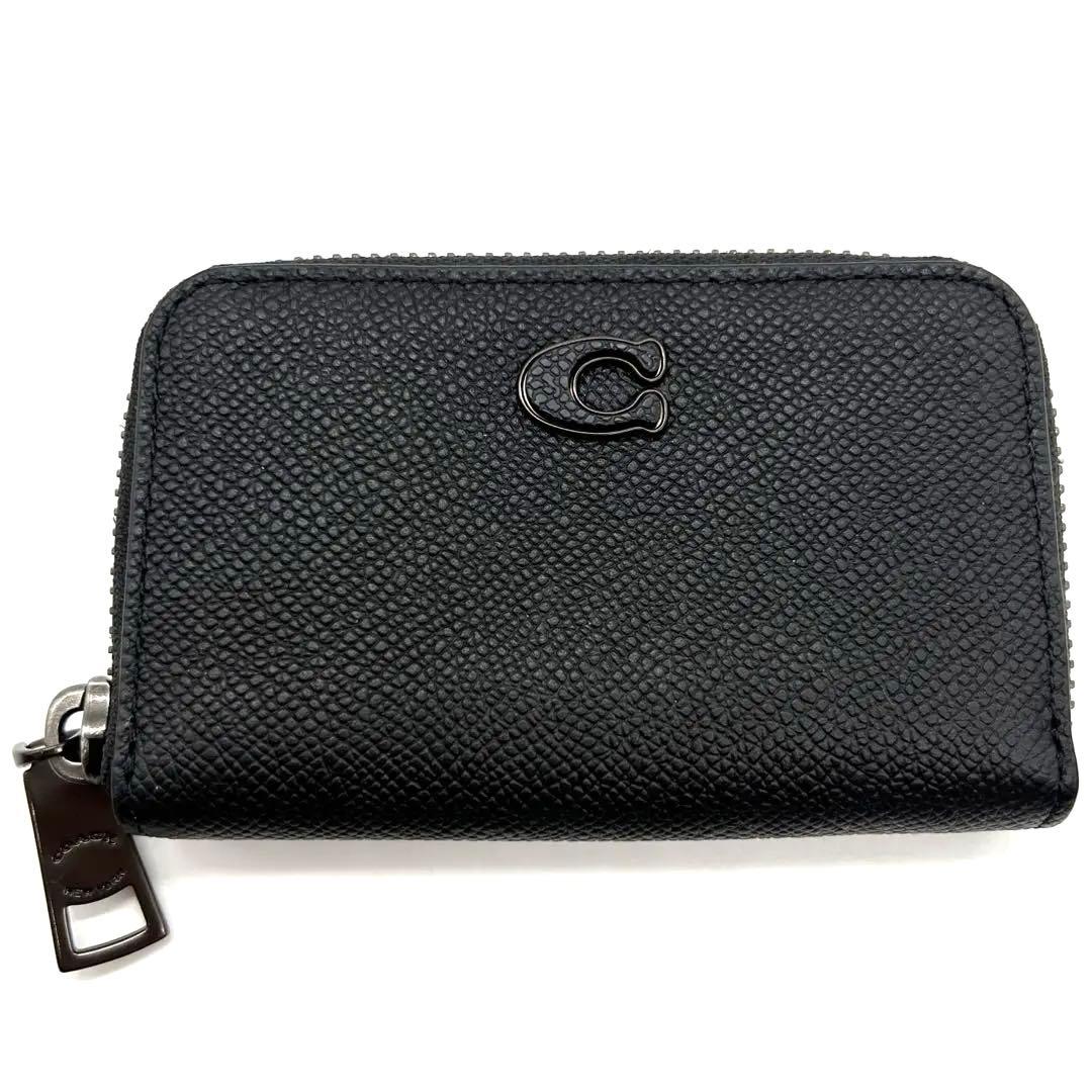 未使用級　COACH　カードケース　ケース　小銭入れ　ラウンドジップ　黒