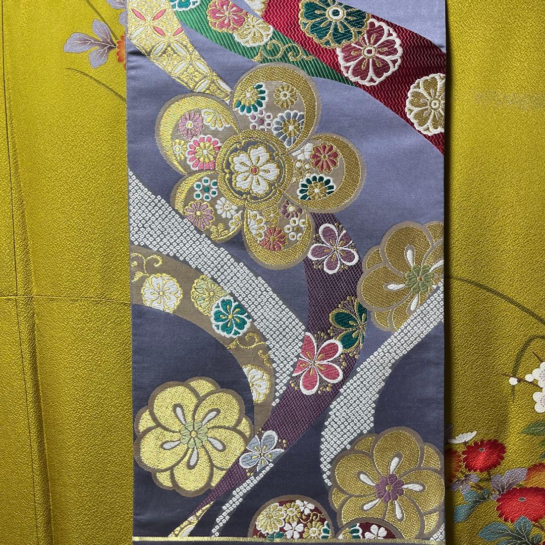 ☆年末特別お値引き☆☆振袖　帯　セット売り　成人式　正絹　からし色